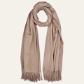 Solid beige faux cashmere knitted scarf with tassel edges and soft warm texture - 70*200cm / Khaki