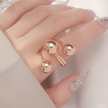 Elegant rose gold multi-bead adjustable open ring featuring minimalist metallic spheres - Adjustable Open / KC Gold