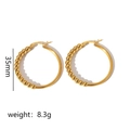 Detail view of 35mm 18K gold stainless steel beaded hoop earrings with size and weight specs - Large Beaded Hoop Earrings / Gold (TE6067-G)