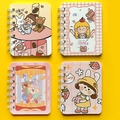 A7 mini spiral notebooks with cute cartoon girl and bear illustrations in pastel pink - Energetic Girl