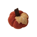 Orange knitted pumpkin decor with felt leaf and stem for harvest festival crafts - Orange