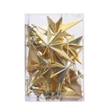 Stelle di Natale ottagonali dorate in scatola di plastica con corde per appendere - 12 pezzi per scatola / Oro