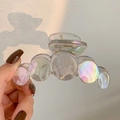 Large iridescent colorful hair claw clip held by hand for a minimalist Korean style - Linked Rounds / Iridescent Five-Circle