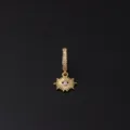 Orecchino a cerchio irregolare dorato con ciondolo a raggio di sole in zircone e occhio - Stile Sole Raggiante (3#)