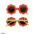 Fashionable flower shaped kids sunglasses in orange and yellow with UV protection - Kids / C44 Orange Red Frame Yellow Temple