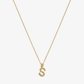 Detail of vintage textured S925 silver S-letter pendant with small zircon insets - 925 Silver / Gold - Letter S