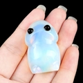 Translucent blue and white stylized ghost miniature figurine made of natural agate - Opal (Synthetic)