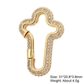 Gold-plated lobster clasp with cubic zirconia pave and wave design for DIY jewelry - Style 37: Copper Micro-set Zircon Connecting Clasp