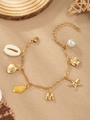 Golden ocean charm bracelet featuring shell, starfish, pearl and M letter pendant - Letter M(M)