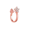 Clip d'oreille ajustable en or rose avec fleurs étincelantes en oxyde de zirconium - Style Fleur de Coeur / Or rose