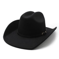 Chapeau de cowboy western noir classique en feutre avec bande en cuir à boucle dorée - M (56-58cm) / Noir