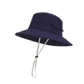Quick-dry navy blue outdoor sun hat with wide brim and adjustable chin strap - Navy Blue