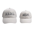 Matching off-white corduroy baseball caps set with black MAMA and MINI embroidery - Parent-Child Set (2 Pcs) / Beige