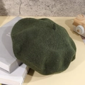 Classic dark green cashmere-like beret hat featuring a retro vintage aesthetic for women - One Size / Army Green