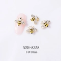 Encantadores dijes de abeja 3D para uñas con perlas y pedrería en base rosa - Estilo Abeja Con Perla Base Dorada (8358)