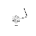 L-shaped stainless steel nose stud featuring a 3mm heart-shaped clear cubic zirconia - L-Shape Heart Zirconia (Silver)