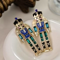Creative nutcracker soldier brooch with colorful enamel and sparkling rhinestones - Blue Black Gold