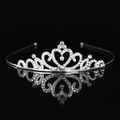 Silver princess tiara headband with sparkling rhinestones and heart motif on black mirror - Style 02 (Tiara)