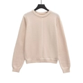 Jersey beige de estilo francés con cuello redondo y detalle de costura vertical - S / Color Piel