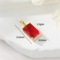 14K gold plated rectangular red gemstone pendant with minimalist golden metal frame - Rectangle (14K Gold) / Red