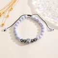 Detail of 2026 soccer themed braided bracelet with marble beads and adjustable strap - Marble Blue Style(0074)