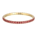 Pulsera tenis elástica de 4 mm bañada en oro con fila de vibrantes circonitas rojas - Base Oro Rojo Rosa