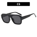 Flat top oversized square sunglasses in black C6 frame with dark grey lenses - Glossy Black/Grey Lens