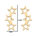 Minimalist gold star earrings for women featuring triple hollow star shapes, size 12x5mm - Three Stars Style (320 Gold)