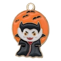 Cartoon vampire enamel pendant with orange moon for Halloween jewelry making - 1pc Orange Vampire (25x17mm)