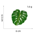 Close-up of monstera leaf embroidery patch with detailed size measurements and texture - Plant Travel Style 12 (Monstera Leaf)