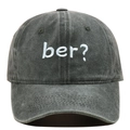Detailed embroidery of white ber? letters on dark grey washed cotton baseball cap - Army Green