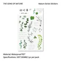 Transparent PET waterproof botanical stickers with green leaf designs for DIY scrapbooking - Four-leaf Clover (1 Sheet)
