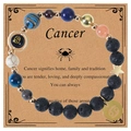 Detailed view of Cancer zodiac bracelet with natural lava stones and star charm on card - Cancer