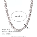 Detailed macro view of 6.9mm silver 316L stainless steel cross chain with size specs - 6.9mm Cross Chain (60+5cm)