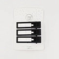 Three-piece set of sleek black and white candy-colored duckbill hair clips for styling - Black Square Set