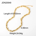 Industrial gold stainless steel U-link chain necklace with dimensions and weight specs - U-Shaped Link Style (JDN20649)