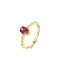 Anello vintage in argento S925 con gemma ovale rosso-viola e zirconi bianchi - US 10 / Oro e Diaspro Rosso
