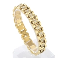Goldenes Gliederarmband aus Edelstahl mit funkelndem Zirkonia-Diamantbesatz - Goldener Stil (KB165230-KFC)
