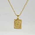 Collier chaîne Figaro en acier titane plaqué or 18K avec pendentif carré lettre H - Lettre H Dorée (Avec Chaîne)
