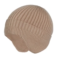 Winter knit trapper hat in khaki beige with thermal fleece lining and ear flaps - Standard Type / Khaki