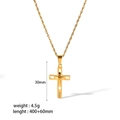 Détail du pendentif croix dorée de 30mm avec trois diamants sur chaîne torsadée - Collier Croix à Trois Zirconiums (TN3209-6) / Or