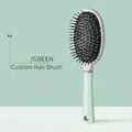 Ergonomic vent hair brush in mint green finish with massage pins and hanging hole - Cushion Brush / Mint Green