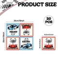 Tovaglioli per festa a tema corse con auto F1 e bandiere a scacchi 33x33 cm - 20 Tovaglioli