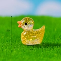 Miniature yellow glitter duck figurine in transparent resin for micro landscapes - No. 7 Yellow