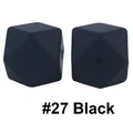 Octagonal 17mm black silicone teething beads for DIY baby jewelry making - Black