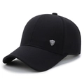 Cappellino da baseball nero da uomo con stemma in metallo argento e trama in twill - Regolabile / Distintivo a Scudetto / Blu Notte