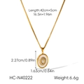 Detail view of gold sun heart pendant with white shell and dimensions for length and weight - Oval Letter O Style (HC-N40222)