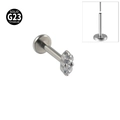 Piercing labret en titane G23 avec deux oxydes de zirconium clairs marquise - Deux zircons blancs - Couleur acier / 1.2x8mm