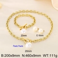 Set gioielli in acciaio inossidabile dorato con grandi perle tonde da 20mm - Collana Bracciale e Orecchini Oro (KS222562-Z)