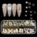 Set decorazioni unghie con farfalle e fiori in resina in contenitore a 12 scomparti - Mix Farfalla Orso Fiocco Aurora (N. 3)